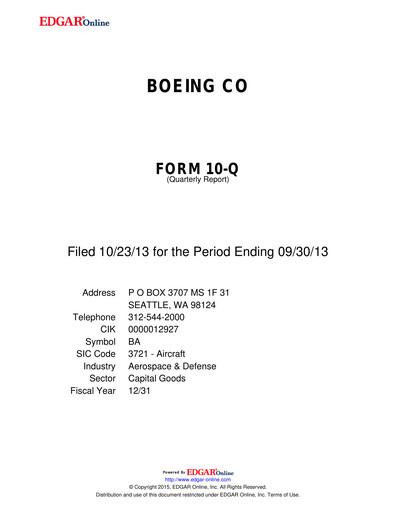 Miniature Boeing Rapport trimestriel 2013-q3