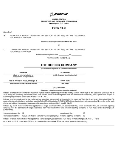 Miniature Boeing Rapport trimestriel 2016-q1