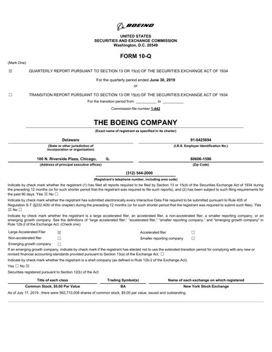 Miniature Boeing Rapport trimestriel 2019-q2