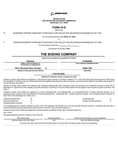 Miniature Boeing Rapport trimestriel 2022-q1