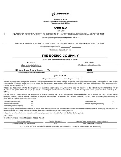 Miniature Boeing Rapport trimestriel 2022-q3