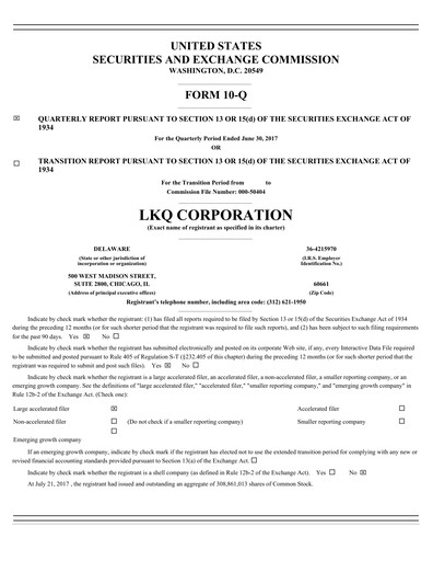 Thumbnail LKQ Corporation Quarterly Report 2017-q2