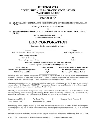 Thumbnail LKQ Corporation Quarterly Report 2025-q2