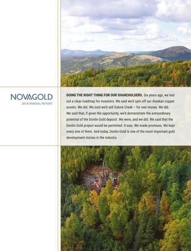 Thumbnail NovaGold Resources
 Annual Report 2018