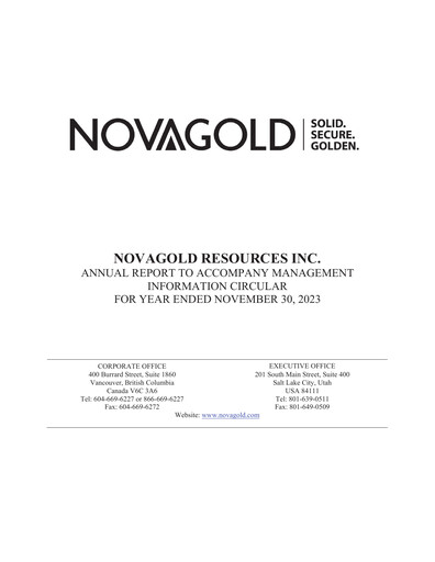 Thumbnail NovaGold Resources
 Annual Report 2023