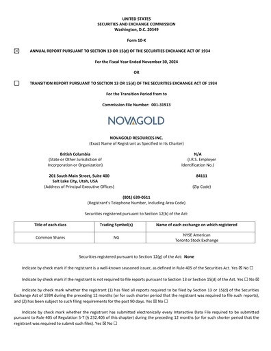 Thumbnail NovaGold Resources
 Annual Report 2024