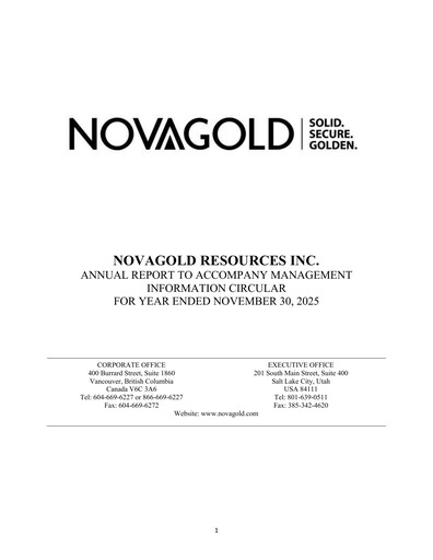 Thumbnail NovaGold Resources
 Annual Report 2025