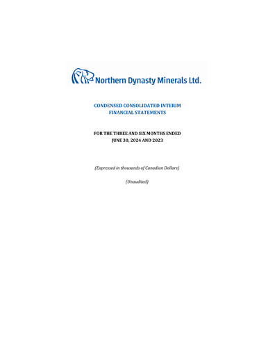 Thumbnail Northern Dynasty Minerals Quarterly Report 2024-q2