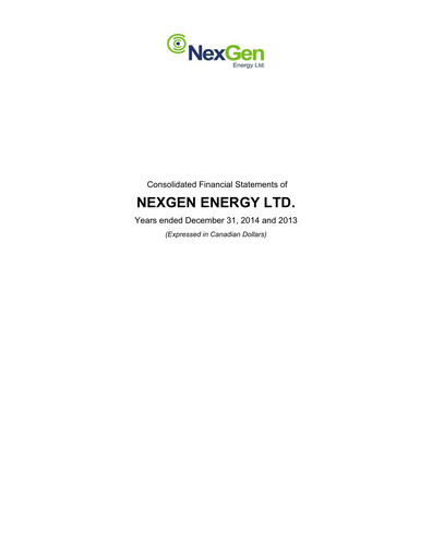 Thumbnail NexGen Energy
 Financial Statement 2014