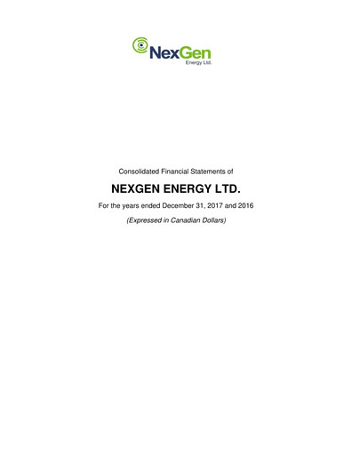 Thumbnail NexGen Energy
 Financial Statement 2017