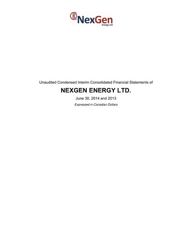 Thumbnail NexGen Energy
 Quarterly Report 2014-q2