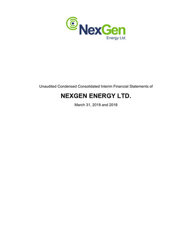 Thumbnail NexGen Energy
 Quarterly Report 2019-q1