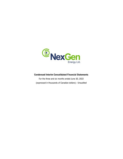 Thumbnail NexGen Energy
 Quarterly Report 2022-q2