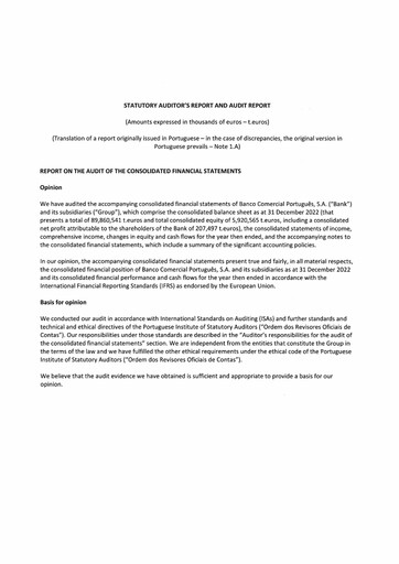 Miniature Banco Comercial Português (Millennium bcp) Bilan financier 2022