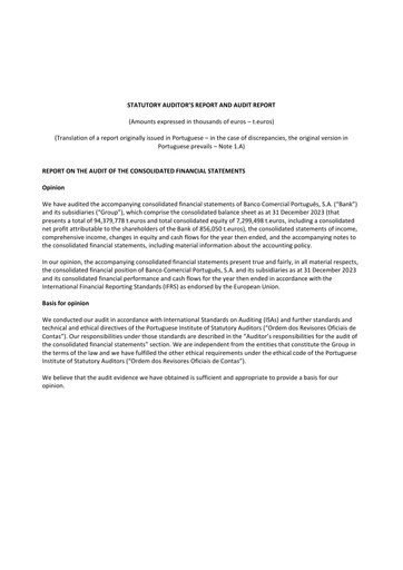 Miniature Banco Comercial Português (Millennium bcp) Bilan financier 2023