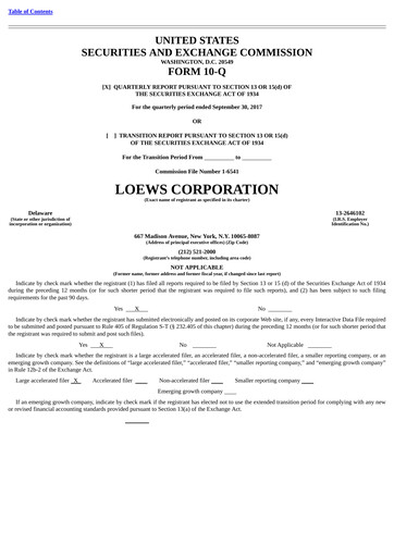 Vorschaubild Loews Corporation
 Quartalsbericht 2017-q3