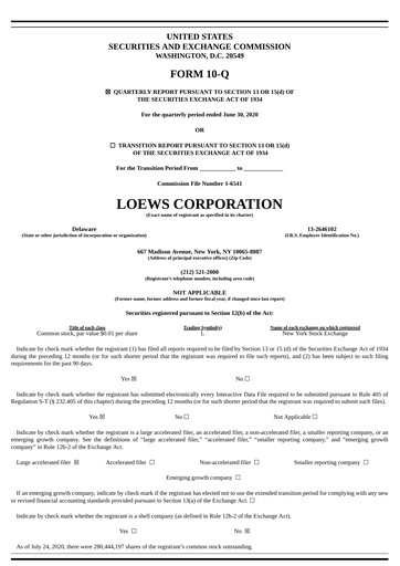 Vorschaubild Loews Corporation
 Quartalsbericht 2020-q2
