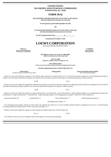 Vorschaubild Loews Corporation
 Quartalsbericht 2021-q3