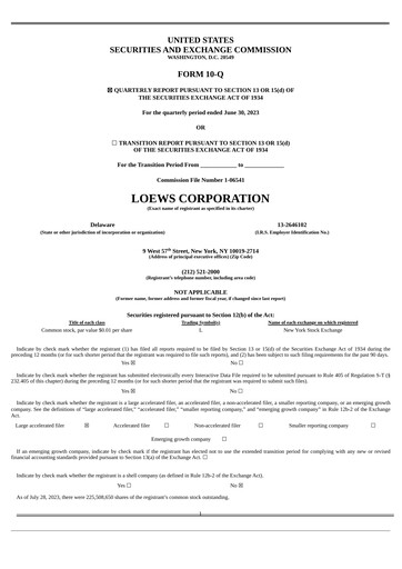 Vorschaubild Loews Corporation
 Quartalsbericht 2023-q2