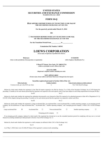 Vorschaubild Loews Corporation
 Quartalsbericht 2024-q1