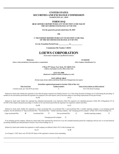Vorschaubild Loews Corporation
 Quartalsbericht 2025-q2