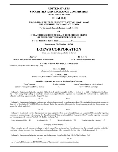 Vorschaubild Loews Corporation
 Quartalsbericht 2026-q1