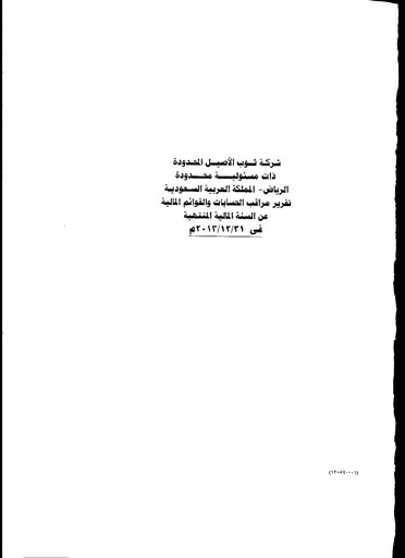 Thumbnail Thob Al Aseel Company Financial Statement 2013