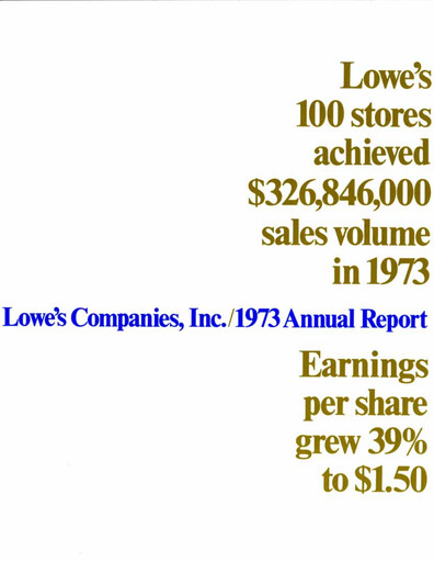 Miniature Lowe's Companies Rapport annuel 1973