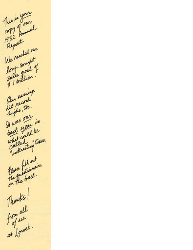 Miniature Lowe's Companies Rapport annuel 1982