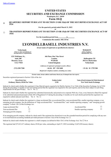 Thumbnail LyondellBasell Quarterly Report 2022-q1