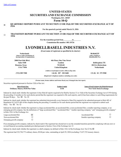 Thumbnail LyondellBasell Quarterly Report 2026-q1