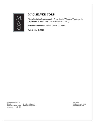 Thumbnail MAG Silver Quarterly Report 2025-q1