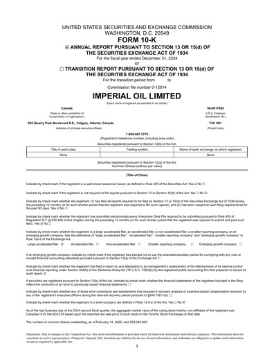 Thumbnail Imperial Oil
 Annual Report 2024