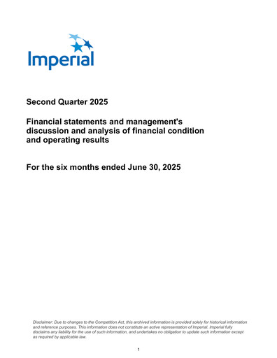 Thumbnail Imperial Oil
 Financial Statement 2025-h1