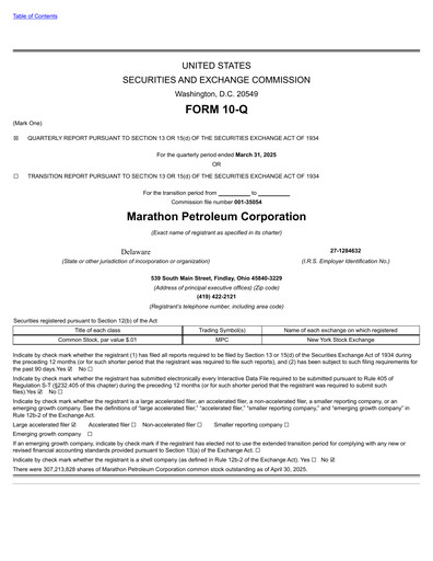 Thumbnail Marathon Petroleum Quarterly Report 2025-q1