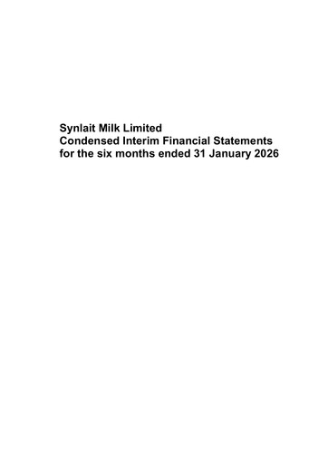 Thumbnail Synlait Milk Half-year Report 2026-h1