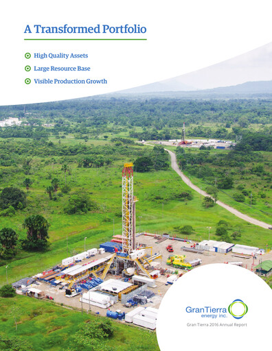 Thumbnail Gran Tierra Energy Annual Report 2016