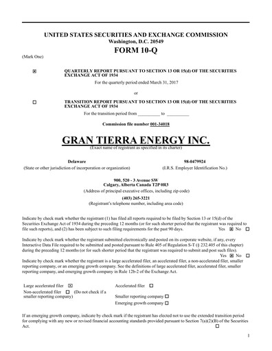 Thumbnail Gran Tierra Energy Quarterly Report 2017-q1