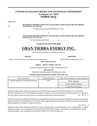 Thumbnail Gran Tierra Energy Quarterly Report 2025-q1