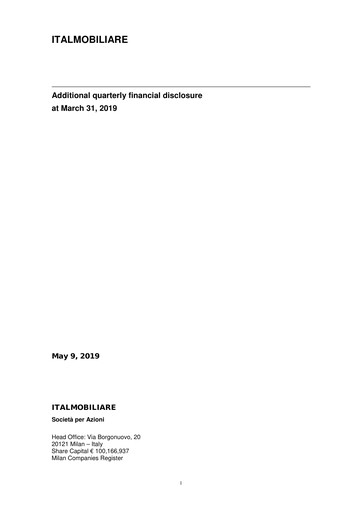 Vorschaubild Italmobiliare Quartalsbericht 2019-q1