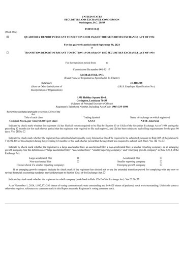 Thumbnail Globalstar
 Quarterly Report 2024-q3