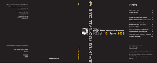 Miniature Juventus Turin
 Rapport annuel 2002-2003