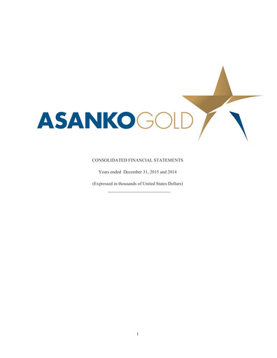 Thumbnail Galiano Gold Financial Statement 2015