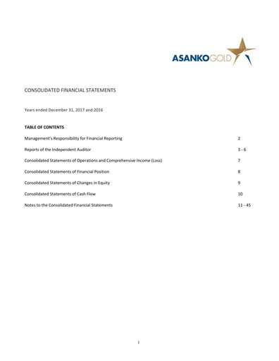 Thumbnail Galiano Gold Financial Statement 2017