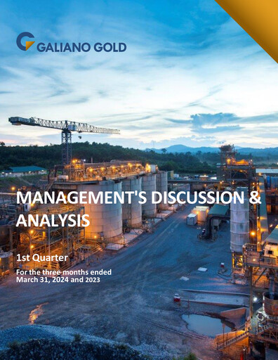 Thumbnail Galiano Gold Quarterly Report 2024-q1