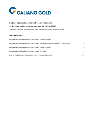 Miniature Galiano Gold Rapport trimestriel 2026-q2