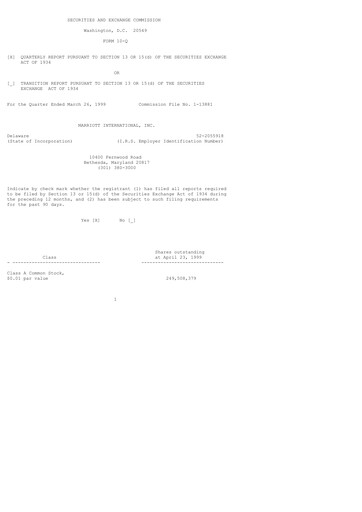 Thumbnail Marriott International Quarterly Report 1999-q1