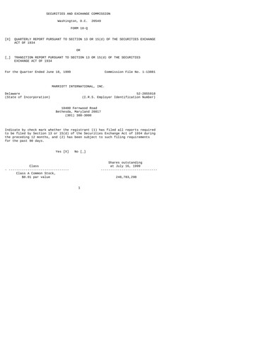 Thumbnail Marriott International Quarterly Report 1999-q2