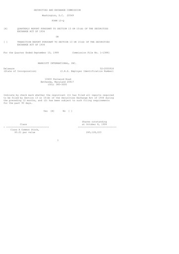 Thumbnail Marriott International Quarterly Report 1999-q3