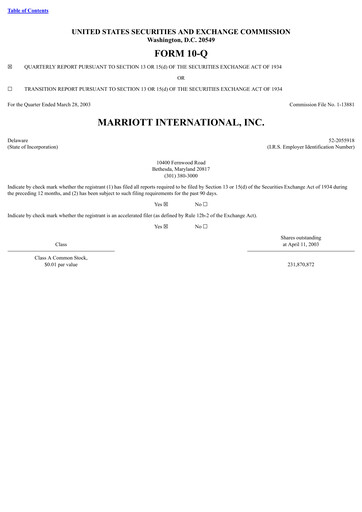 Thumbnail Marriott International Quarterly Report 2003-q1